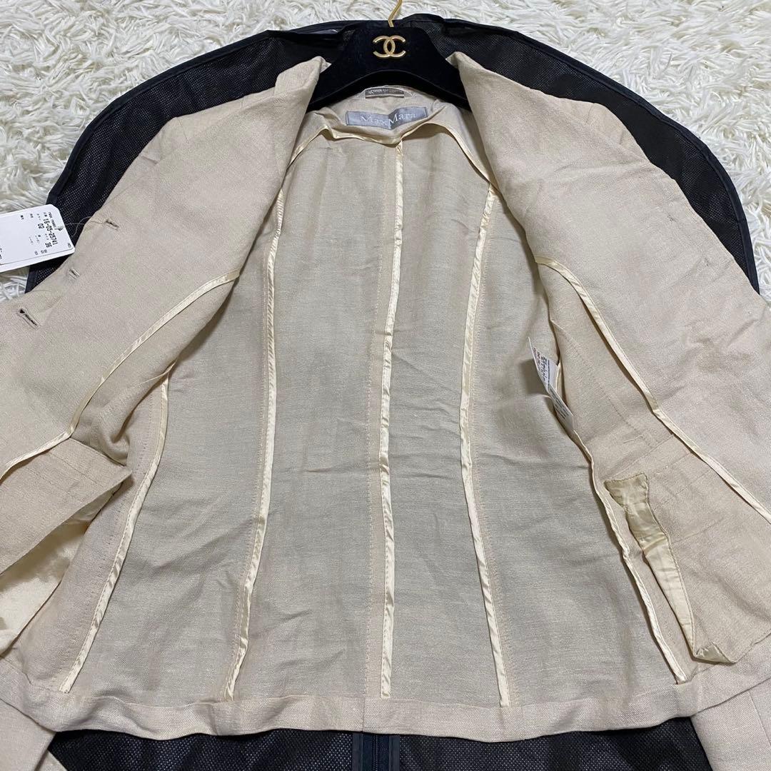 【未使用•タグ付✨】MaxMara リネン混 銀タグ テーラードジャケット 36