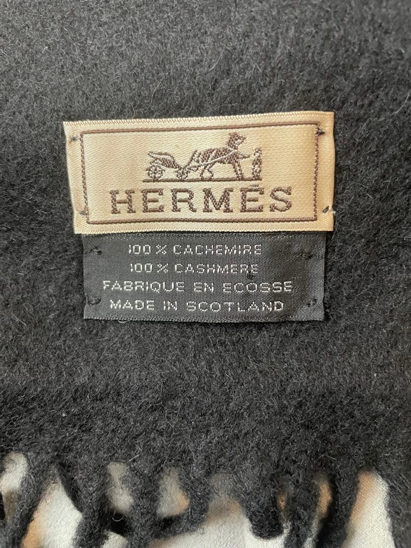 HERMES カシミヤ ブラックマフラー