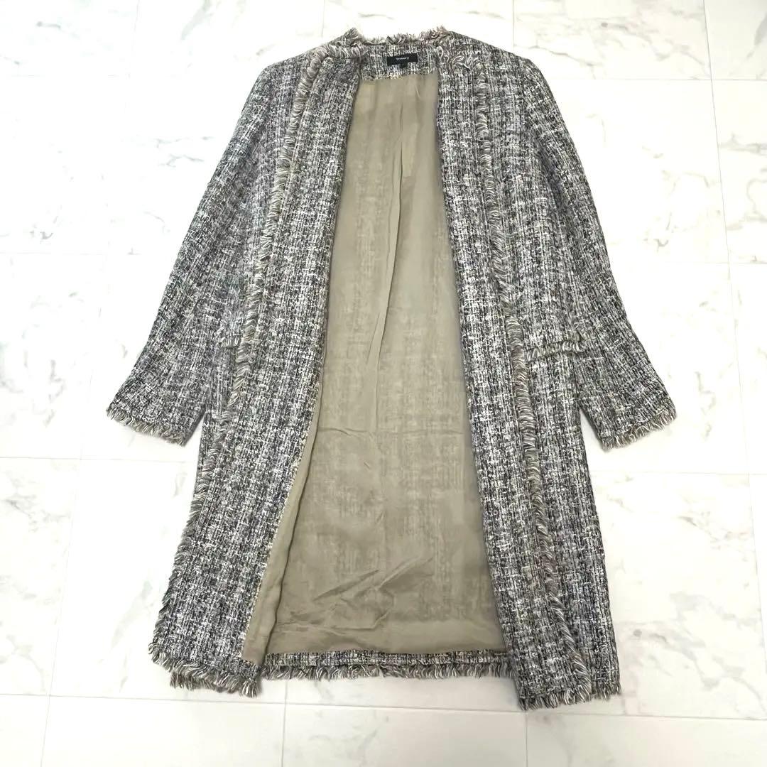 theory 2020SS 華やかミックスツイード　ノーカラーコート　P