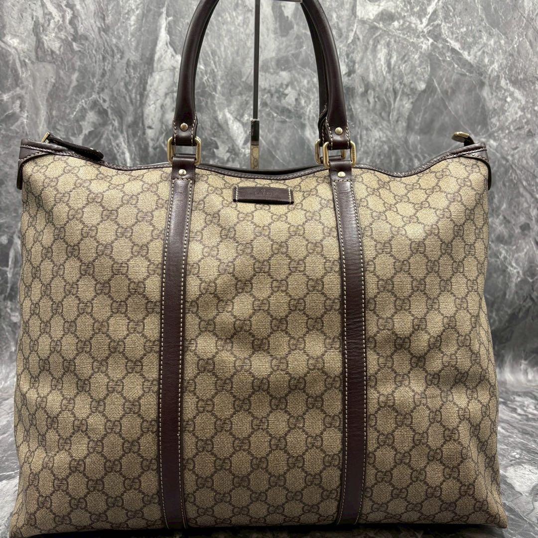 ✨美品✨GUCCI GG ボストンバッグ ベージュ ブラウン レザー 金具 ロゴ