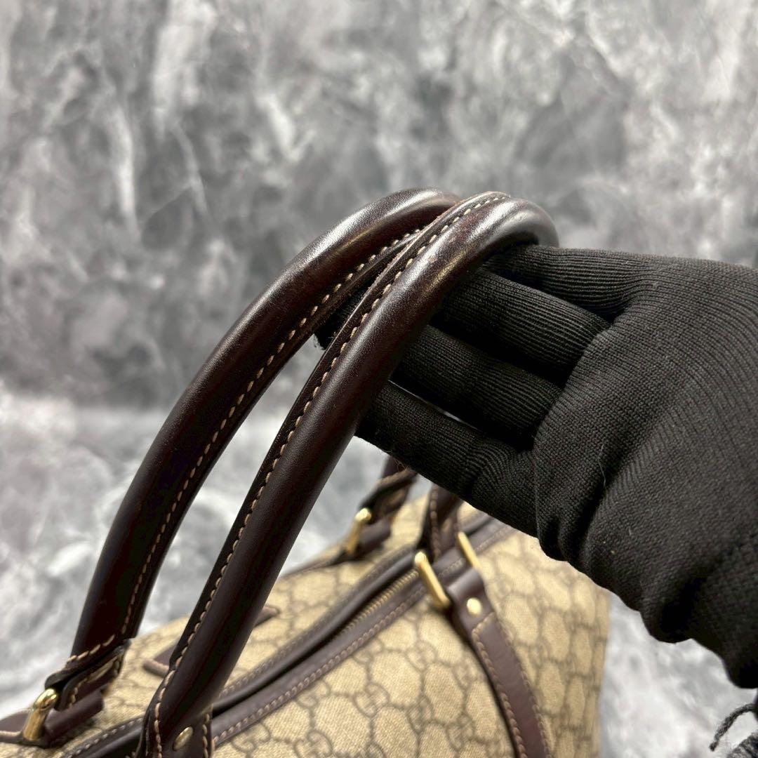 ✨美品✨GUCCI GG ボストンバッグ ベージュ ブラウン レザー 金具 ロゴ