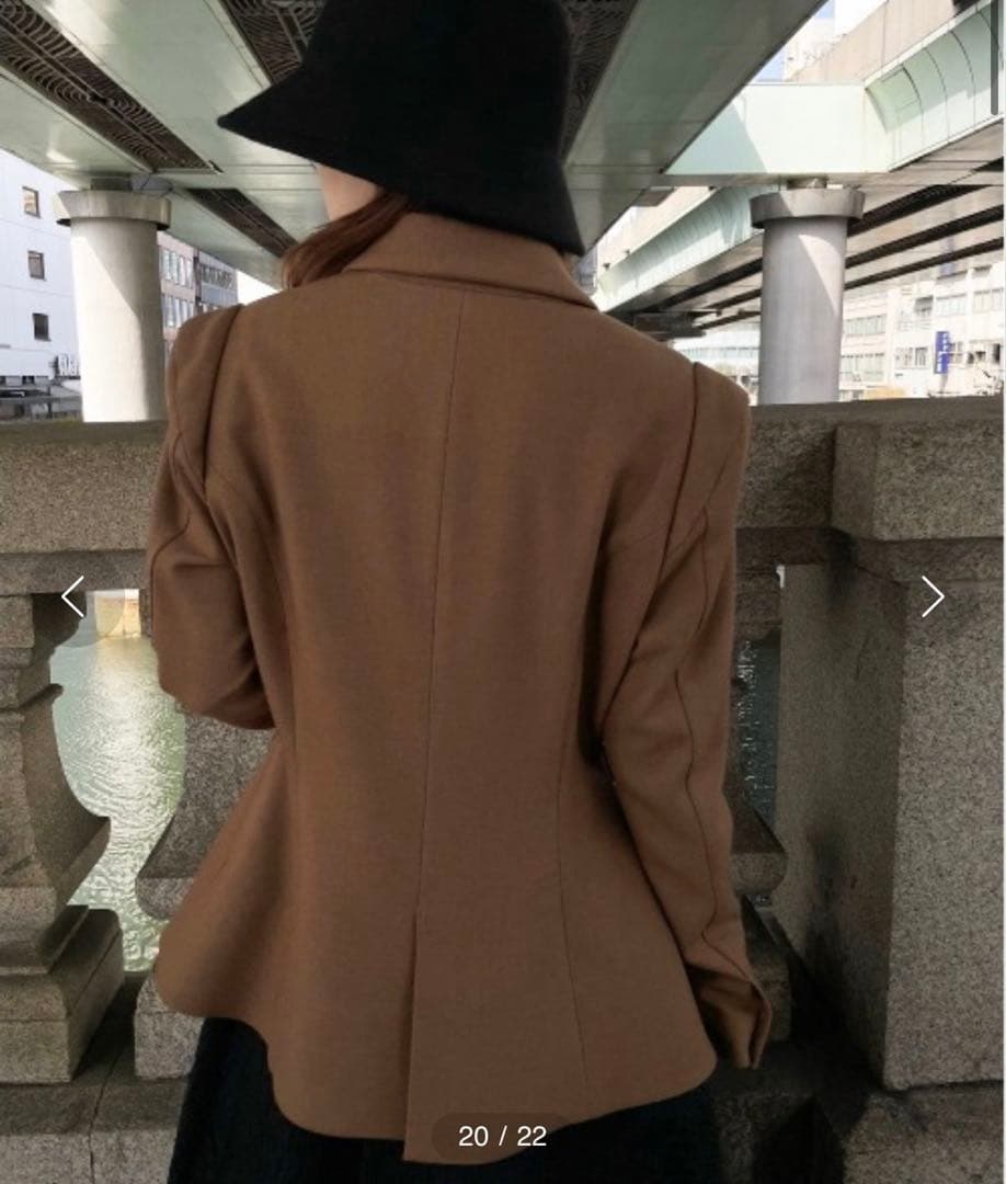 【美品】Ameri WAIST SHAPE FLARE JACKETブラウンS