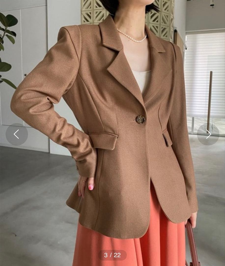 【美品】Ameri WAIST SHAPE FLARE JACKETブラウンS