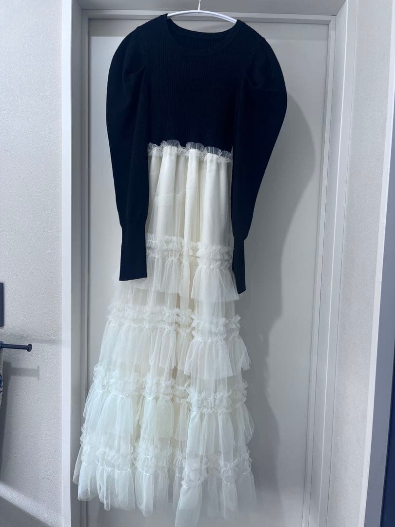 Acka tulle tiered knit dress チュールワンピース