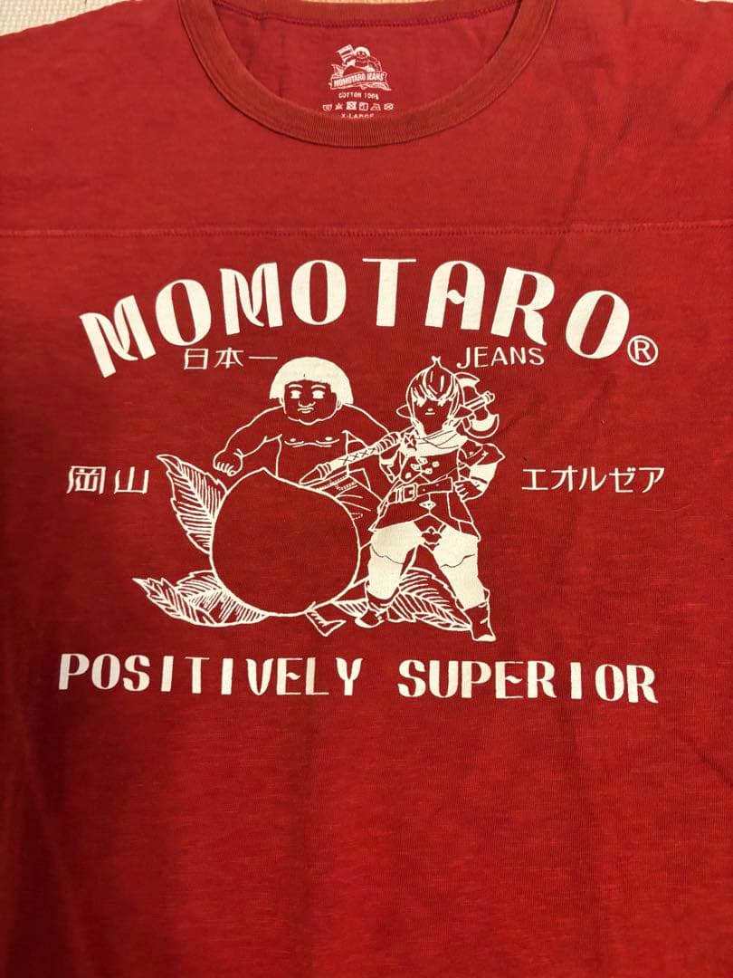 限定 桃太郎ジーンズ FFコラボ Tシャツ 赤 XL