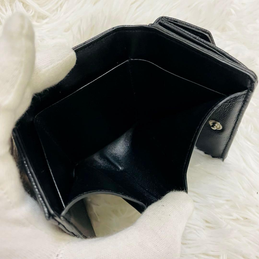 極美✨付属完備✨サンローラン 三つ折り財布 Vステッチ カサンドラ レザー 黒