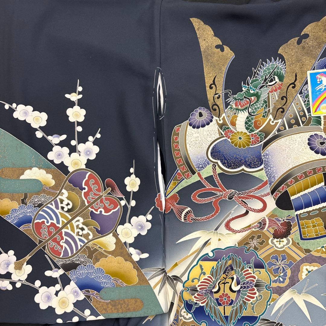新品「最高級品」男子正絹産着祝着京友禅豪華多色染薄金加工、特選大将兜龍に祝古典文