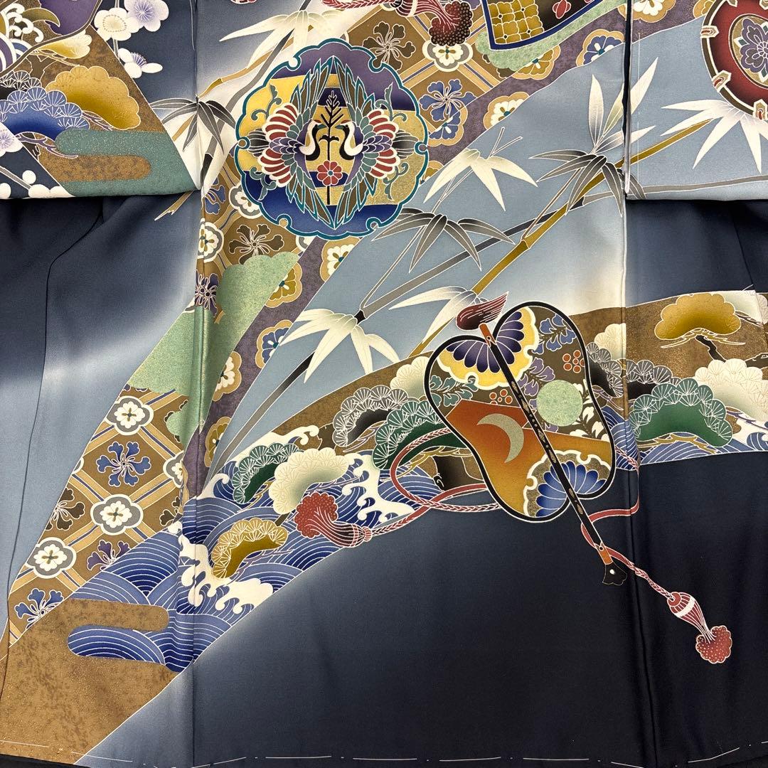 新品「最高級品」男子正絹産着祝着京友禅豪華多色染薄金加工、特選大将兜龍に祝古典文