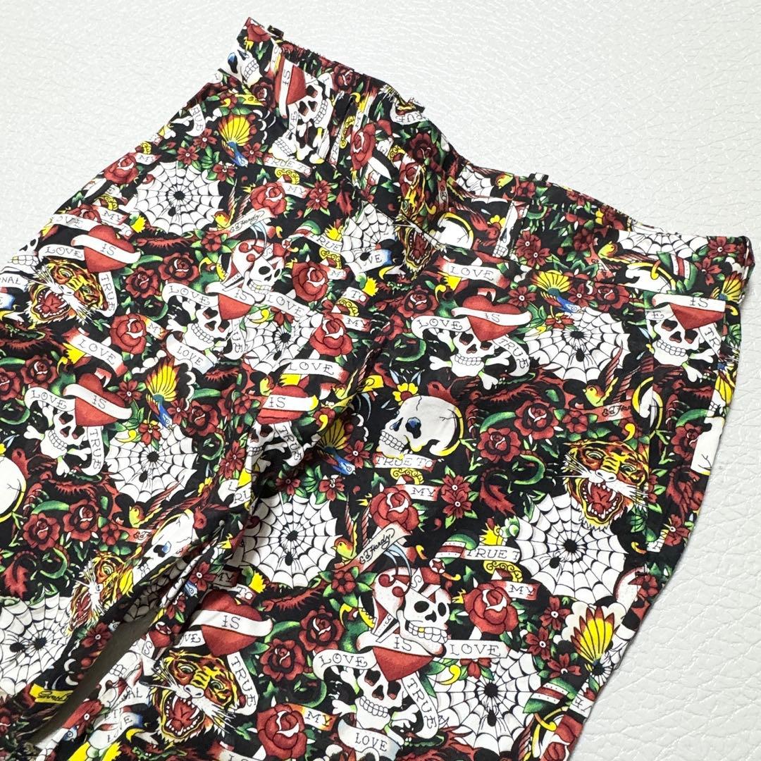希少 Ed Hardy セットアップ スーツ スカル タイガー 刺繍 ブラック
