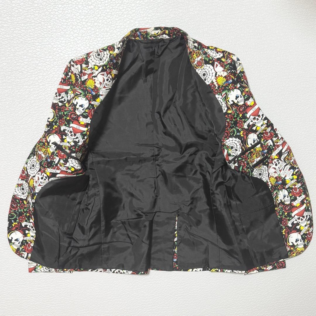 希少 Ed Hardy セットアップ スーツ スカル タイガー 刺繍 ブラック