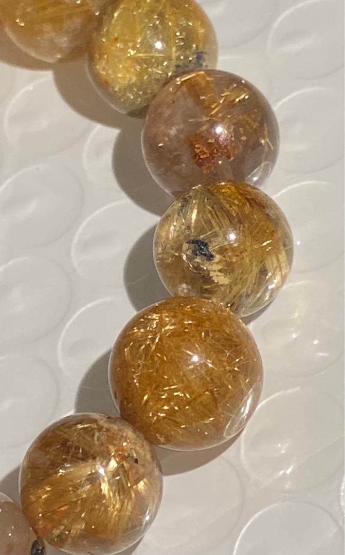 【最終セール‼︎】ゴールドタイチンルチルクォーツ12㎜　天然石　金運最強　ミチミチ