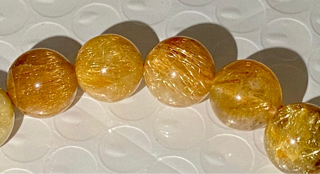 【最終セール‼︎】ゴールドタイチンルチルクォーツ12㎜　天然石　金運最強　ミチミチ