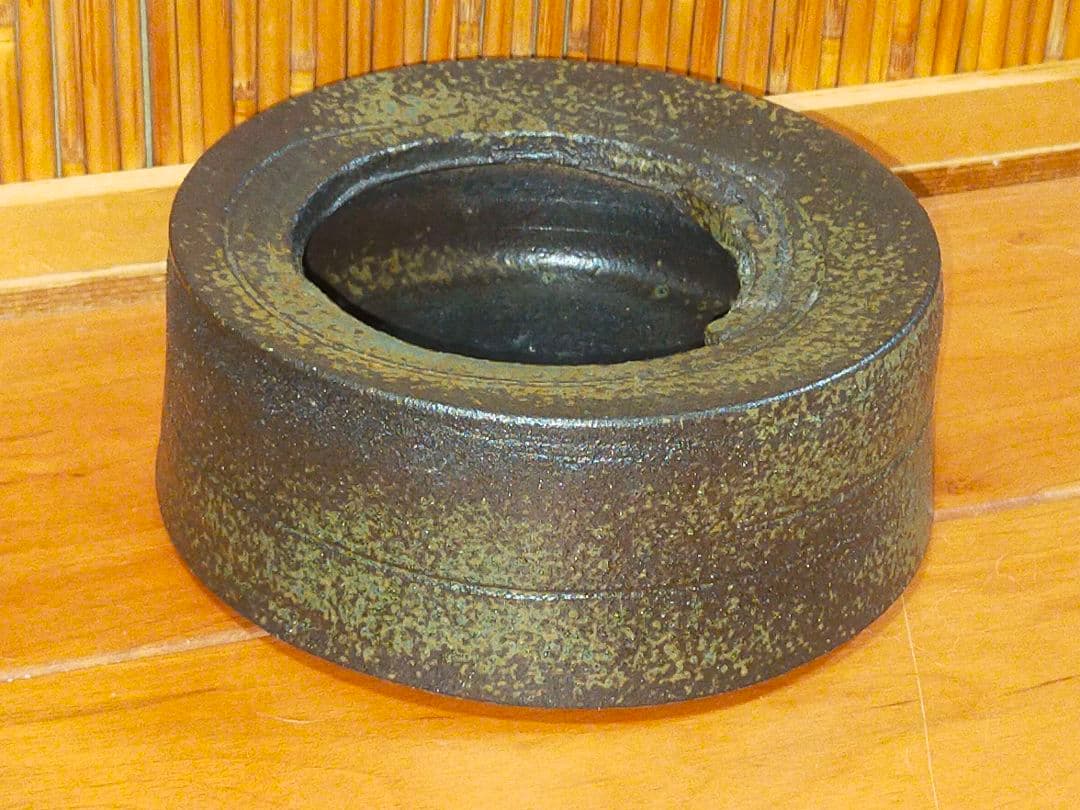♥未使用　青備前　建水　在銘　茶道具　備前　骨董　古玩