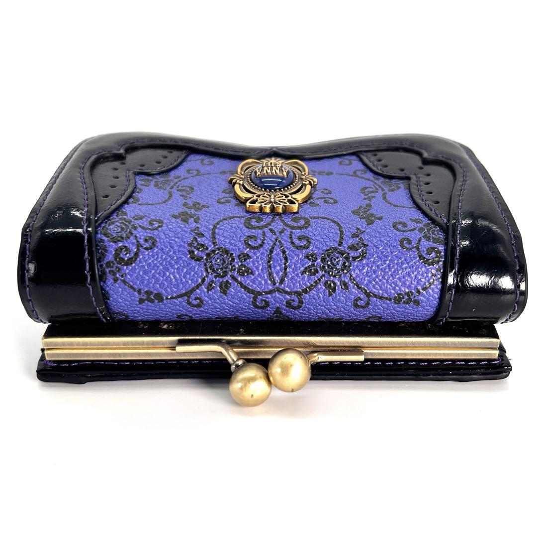 【美品】ANNA SUI アナスイ 財布　がま口　二つ折り　レディース 総柄