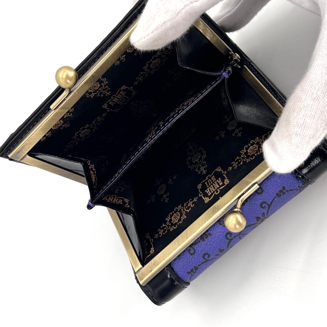 【美品】ANNA SUI アナスイ 財布　がま口　二つ折り　レディース 総柄