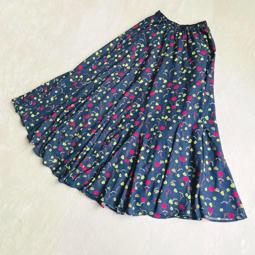 MARIHA マリハ 月影のロングスカート フレア 花柄　ウエストゴム