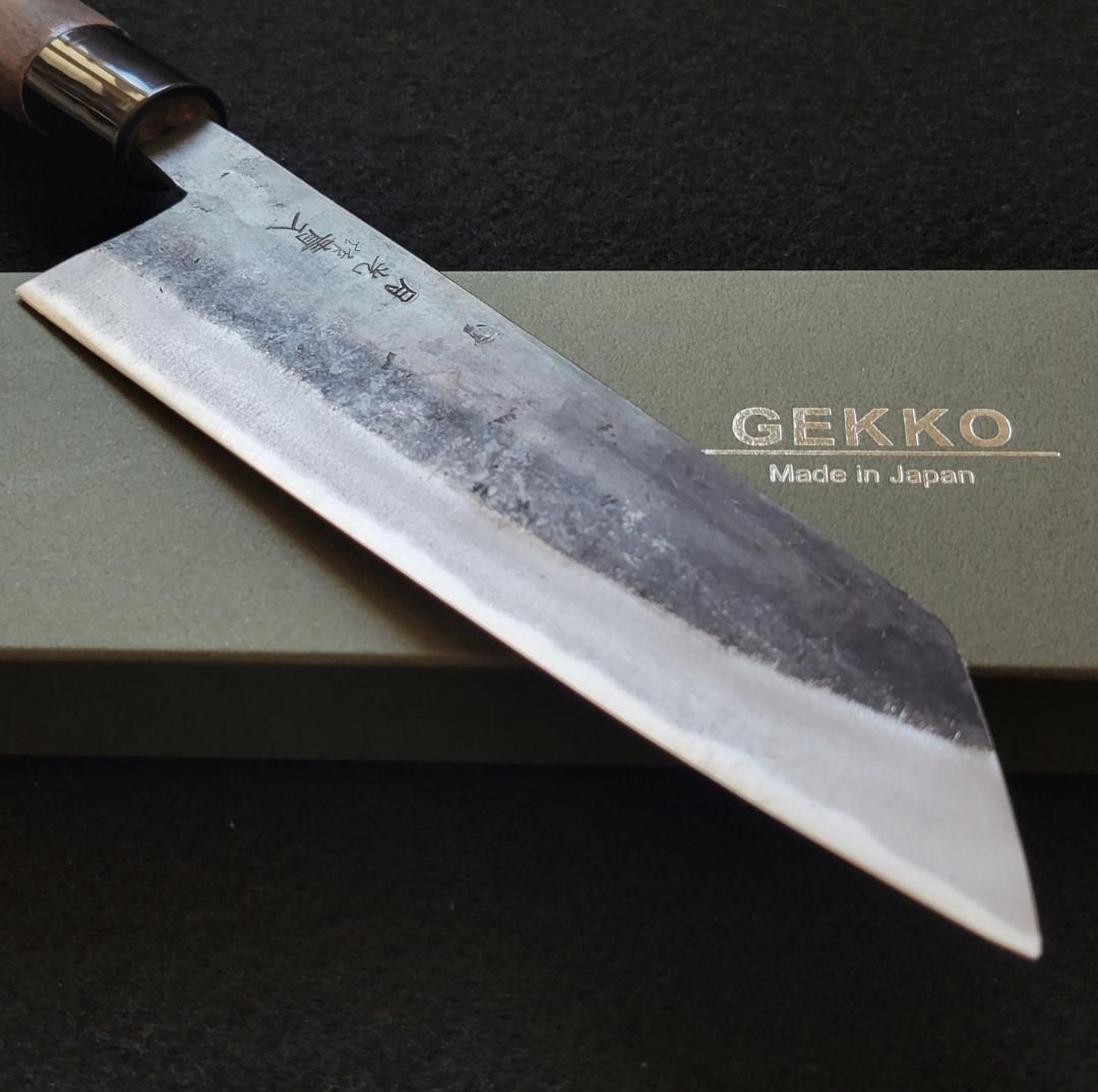 青紙２号 黒打 文化包丁 180㎜ G1402 焼柄 日本製 月光作