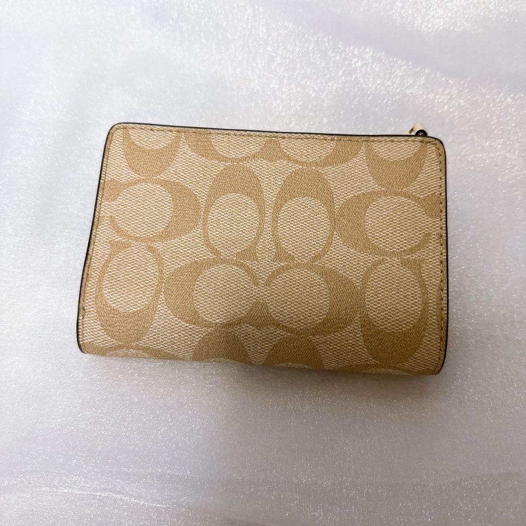 COACH 二つ折り財布 ベージュ モノグラム