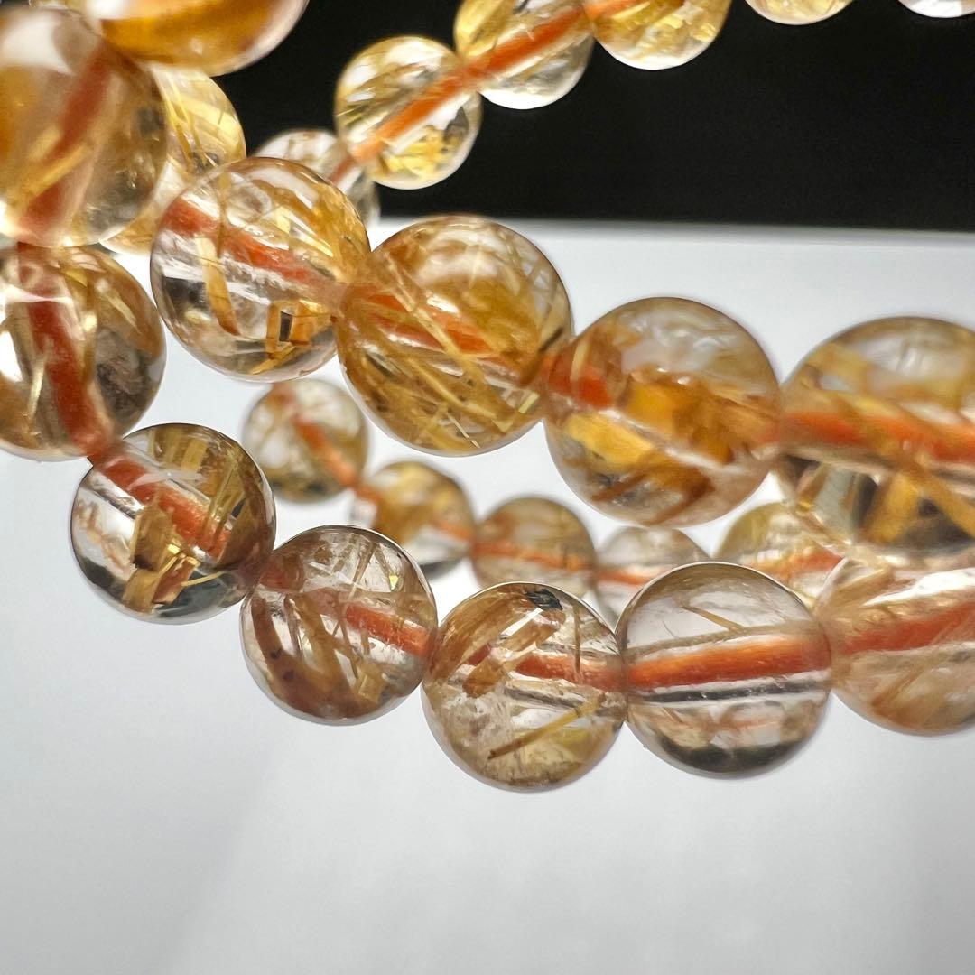 【78301】ハイグレードゴールドルチルクォーツ 5.2mm3連巻きブレスレット