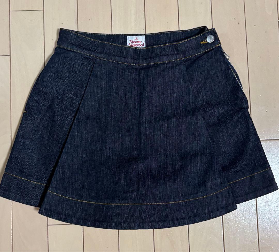 【Vivienne Westwood】オーブ刺繍 ブルーデニム キュロットパンツ