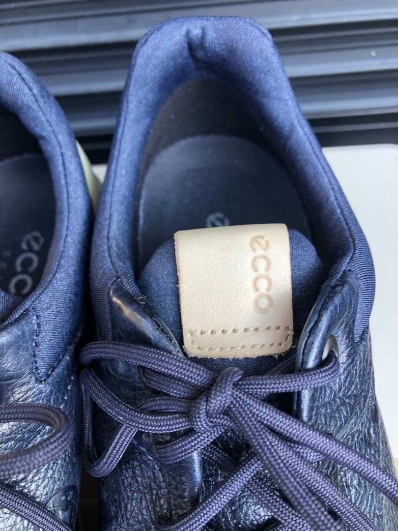 321番 美品ECCO ゴルフシューズ ネイビー39 24.5cmソフトスパイク