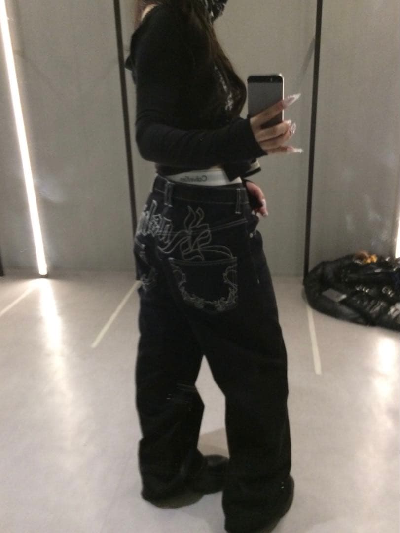 Kashiko ブラックデニムパンツ S