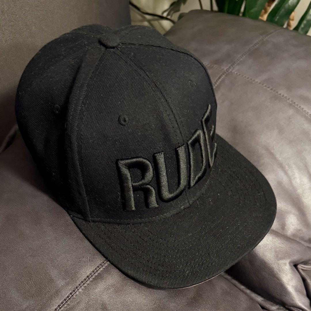 ブラック RUDE 刺繍キャップ