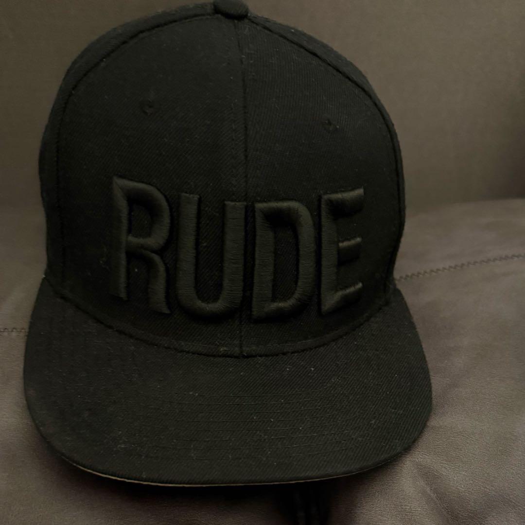 ブラック RUDE 刺繍キャップ