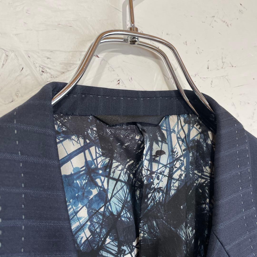 日本製【Paul Smith】ストライプ柄テーラードジャケット　ネイビー　M
