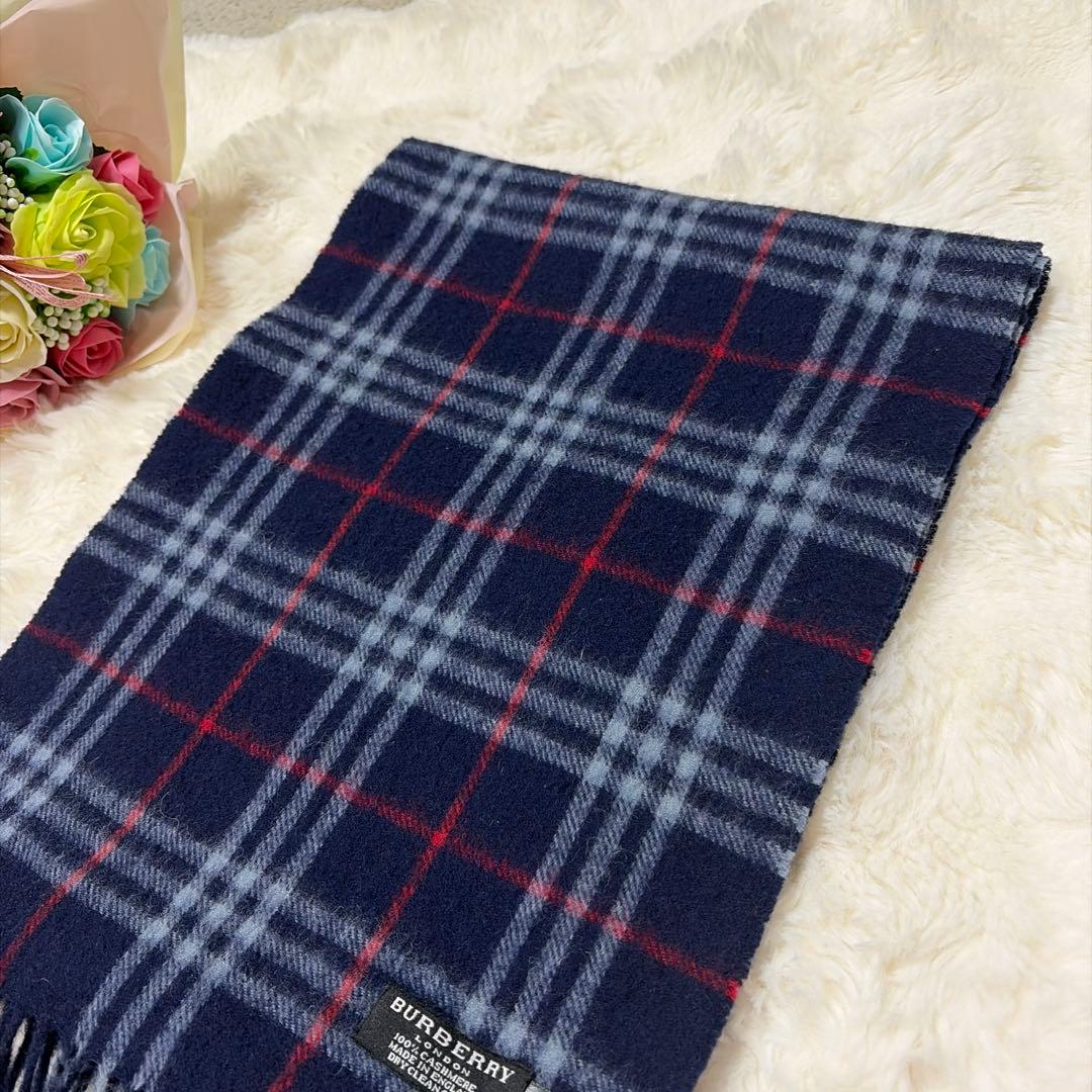 美品 BURBERRY バーバリー ノバチェック カシミヤ100 長め マフラー