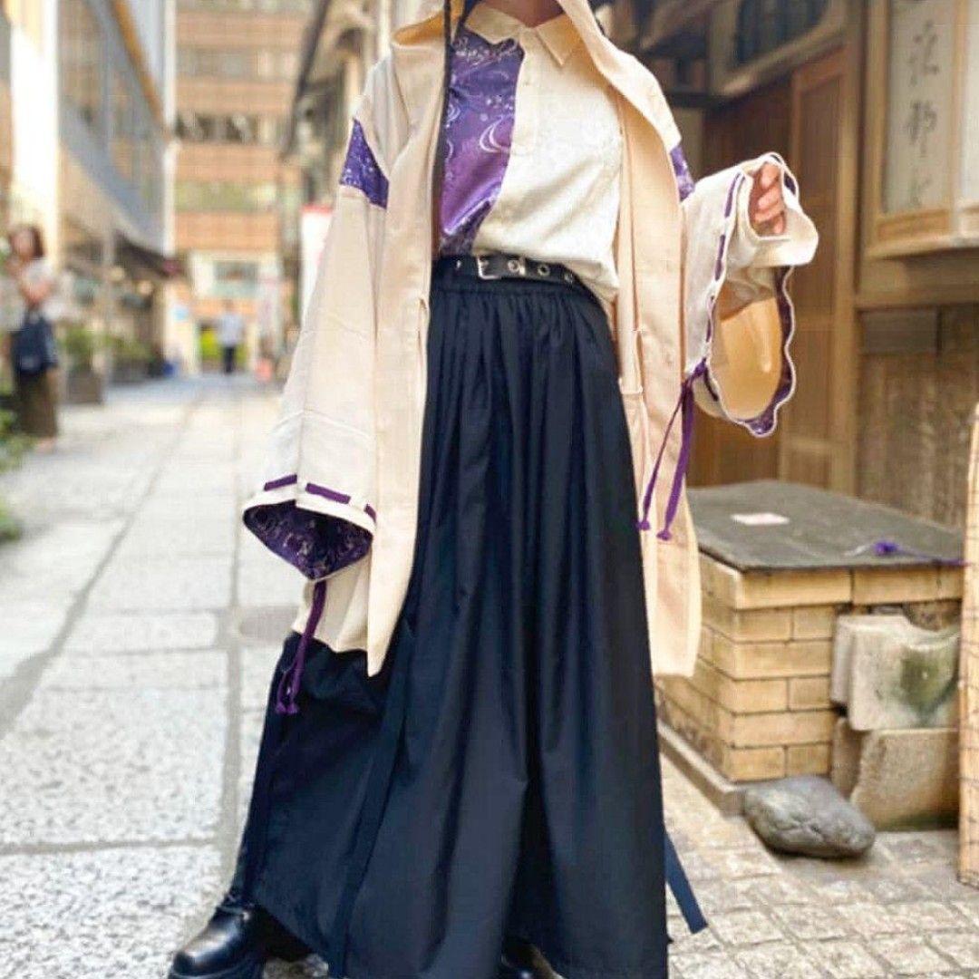 新品未使用⭐光源氏フード付羽織和柄和風着物スリーブフーディカーディガン裏勝り春服