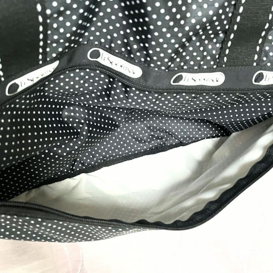 LeSportsac レスポ ボストンバッグ 黒 白 ポルカドット 水玉 美品