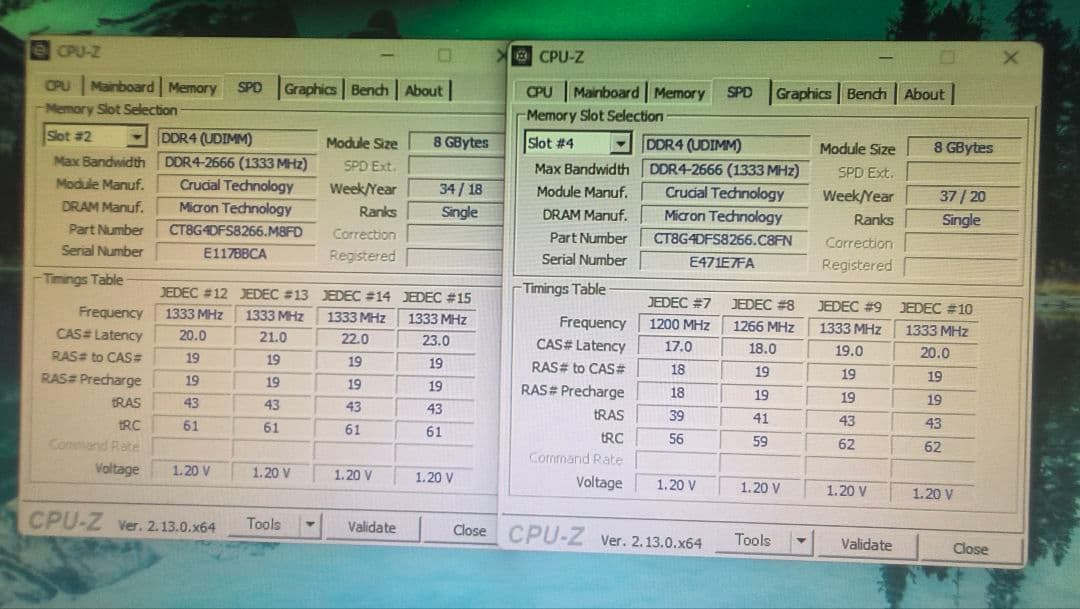 DDR4 8GBx2枚 16GB DDR4-2666 動作確認済み ⑦