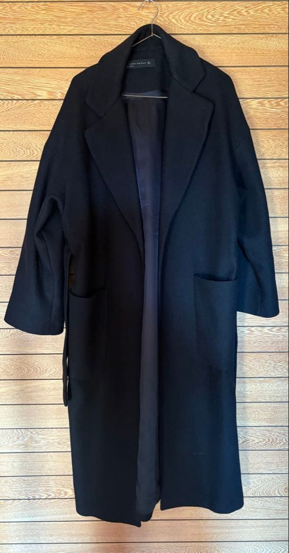 ZARA ベルト付きウールロングコート