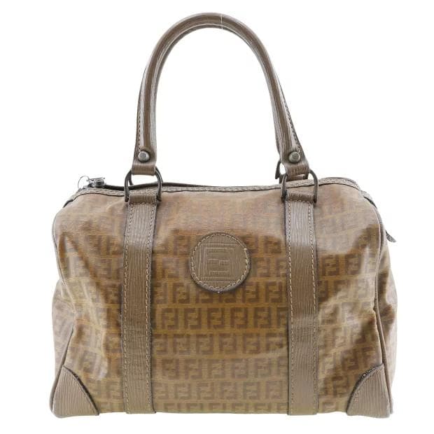 FENDI フェンディ ヴィンテージ ズッカ柄 ミニボストンバッグ ブラウン系