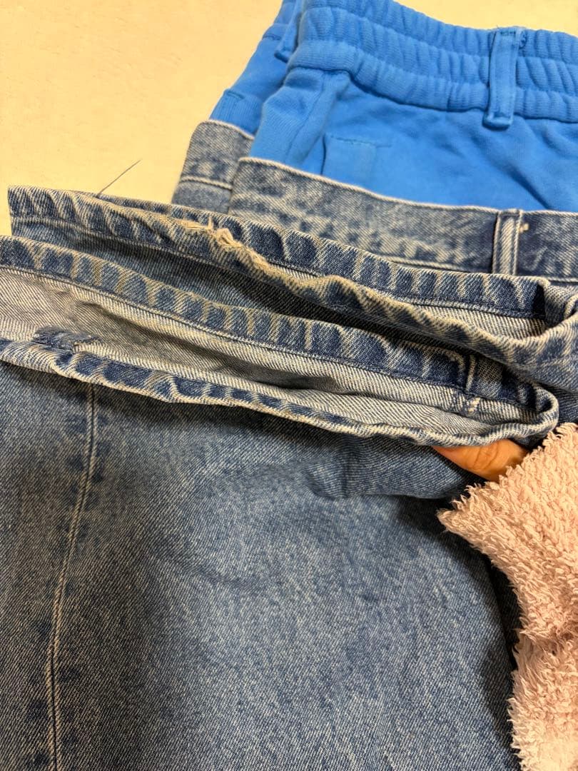 パンツ easy layered denim trousers / blue