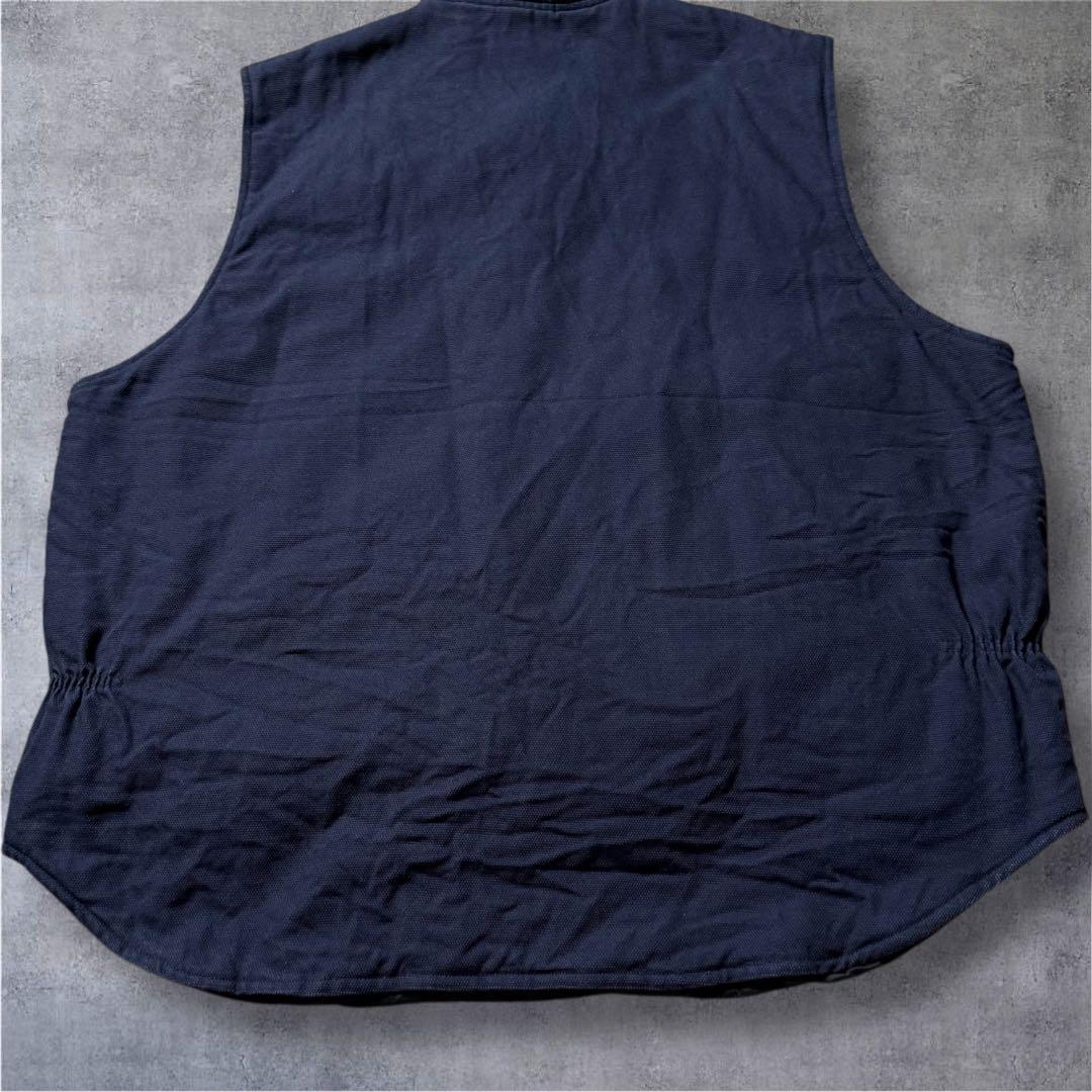 2520古着90年代トライマウンテン中綿入りダックベスト企業刺繍ロゴキルティング