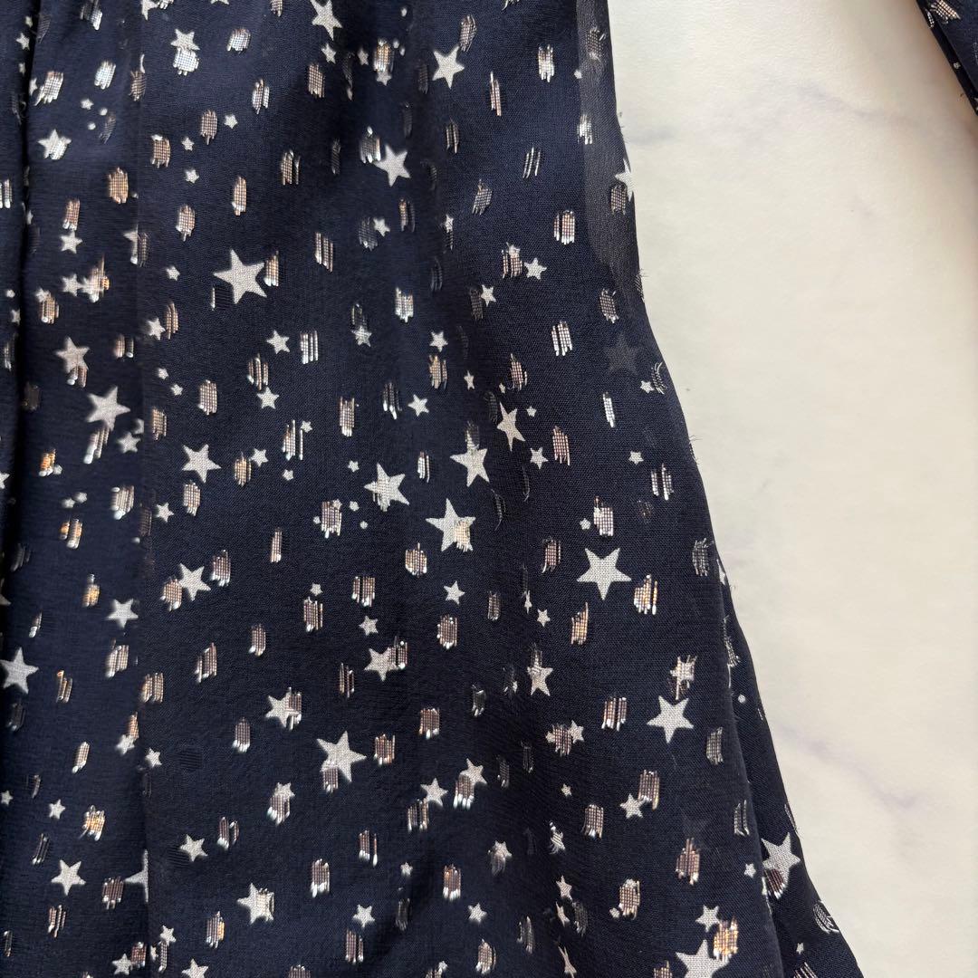 極美品 ケイトスペード 星柄ワンピース シルク93% カシュクール