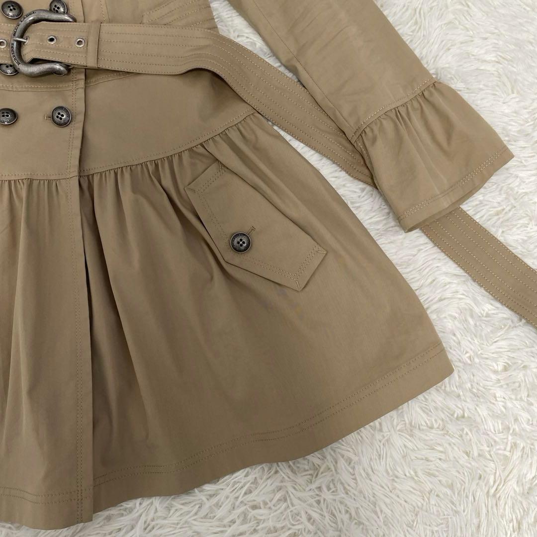 美品 バーバリー ベルト付きトレンチコート フレア裾 ノバチェック裏地 ベージュ