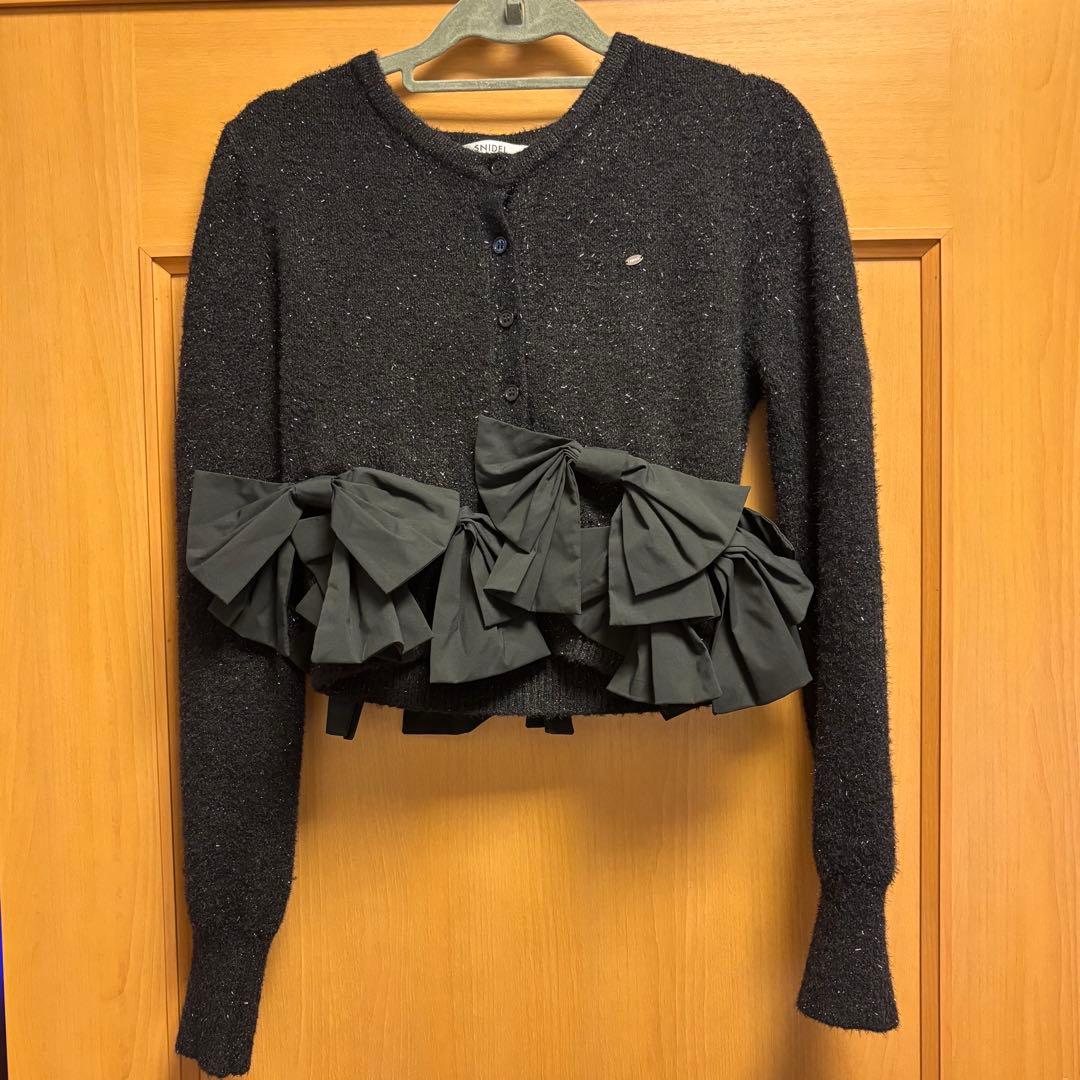リボンモチーフカーディガン黒