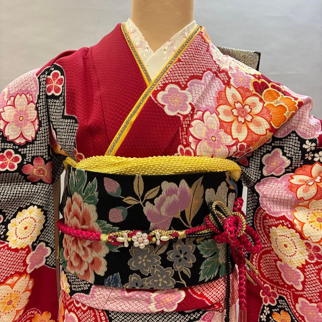 総絞り柄　エンボス加工　振袖フルセット