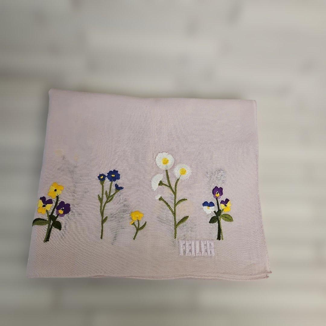 ◾フェイラー　刺繍ストール　未使用　ラベンダーピンク