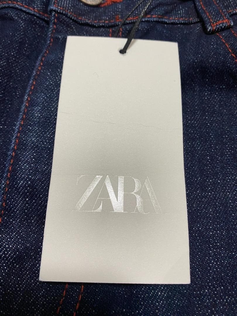 【ZARA】 ミディ丈デニムスカート ハート ブルー M