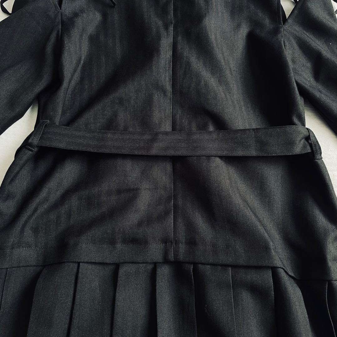 【美品】HARE ジャケットライクプリーツミニワンピース ブラック