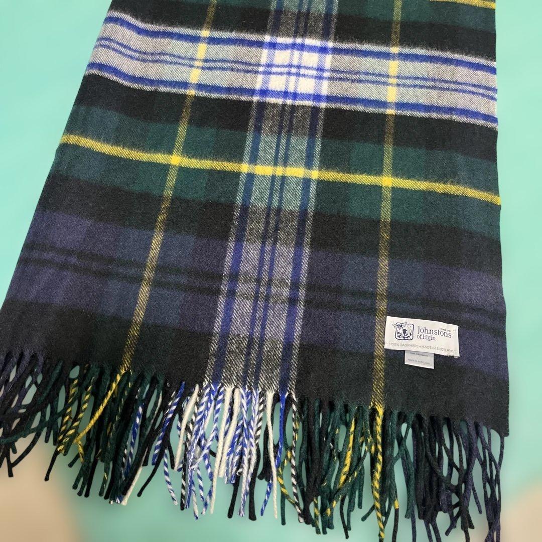 Johnstons of Elgin カシミヤ 大判マフラー タータンチェック