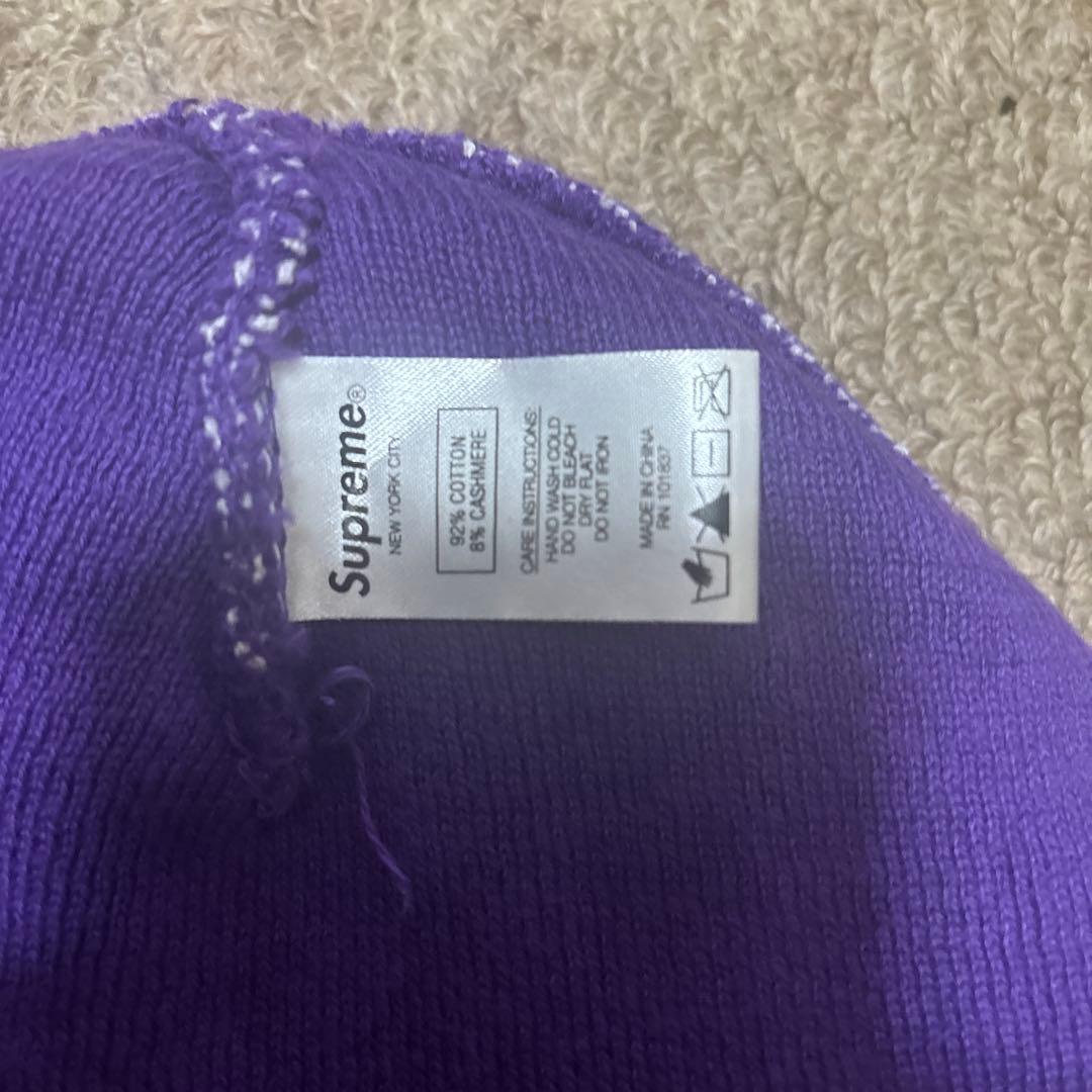 Supreme 紫 ニット帽　ビーニー