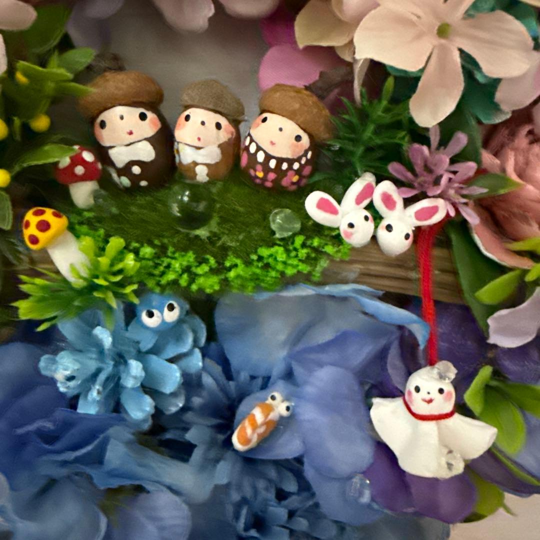 どんぐりアート♡紫陽花リース&夏のオブジェ2品♡ 一点物