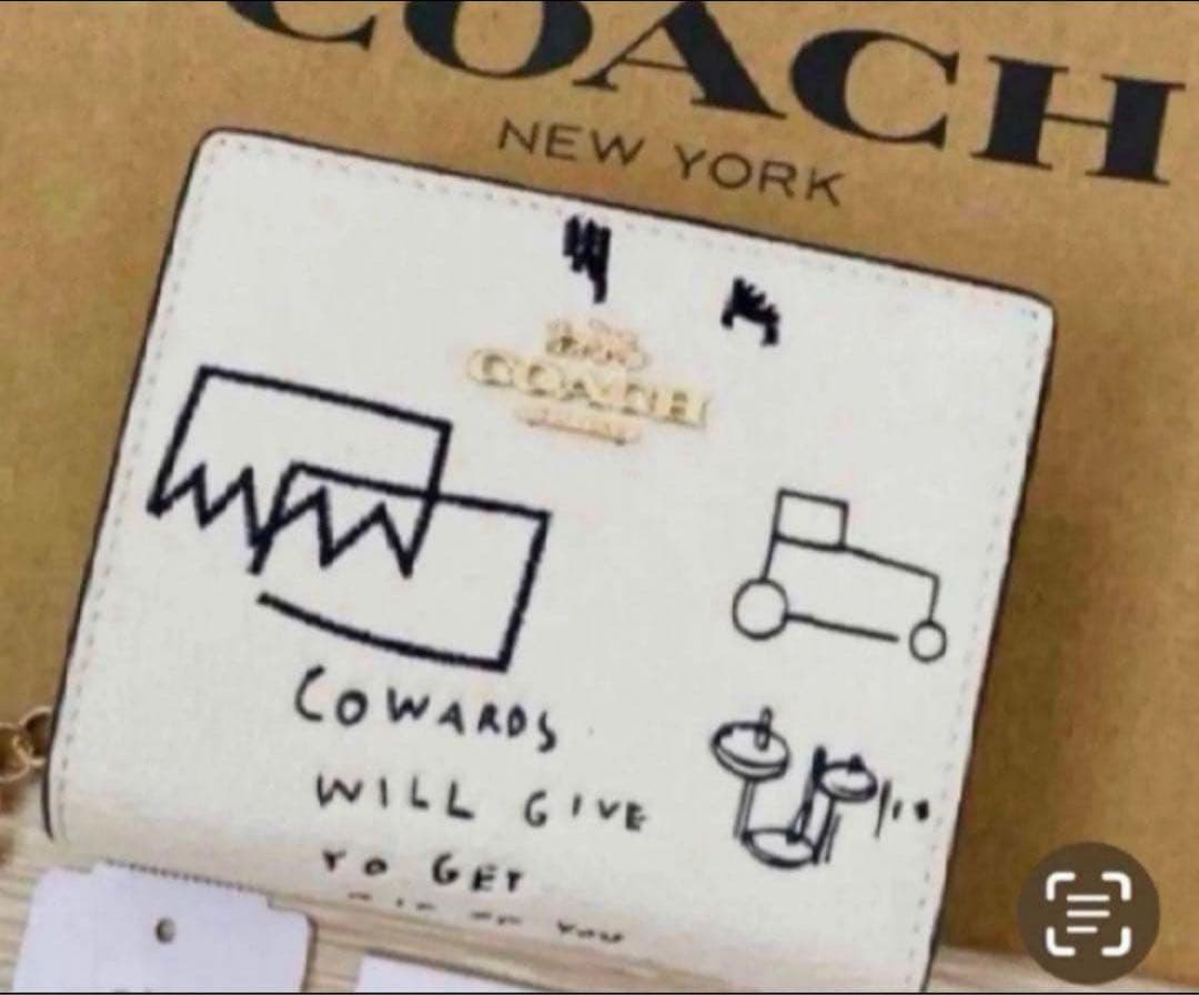 COACHパスキアコラボホワイト白二つ折り財布スナップウォレット.新品未使用品