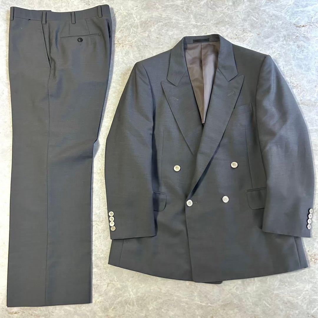 90s BURBERRY バーバリー 金ボタン ダブル ウールセットアップスーツ