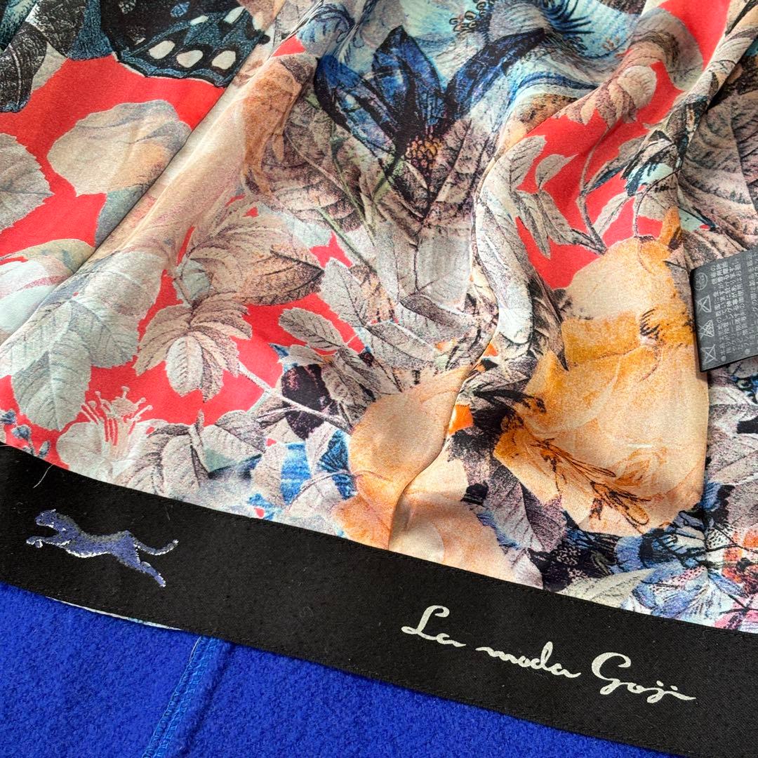 伊太利屋 La moda Goji フードコート 花柄裏地 ベルト付 11号